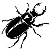 Isolated black and white stag beetle illustration on a white background, perfect for nature and wildlife themes vector