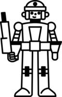 A linear style icon of police robot vector