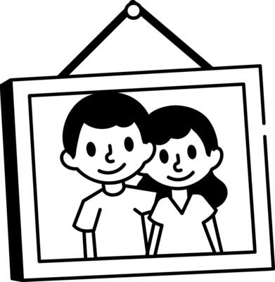 Hand drawn style icon of a siblings photo