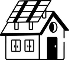A linear icon showing a solar building vector