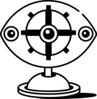 A linear icon depicting a futuristic eye vector