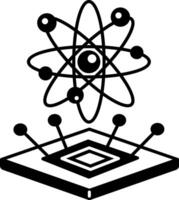 A line style icon showing quantum computing system vector