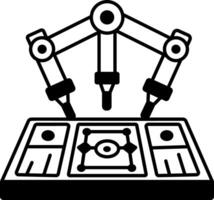 A linear icon showing high powered laser machine vector