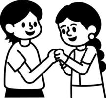 A hand drawn style icon of sibling love vector