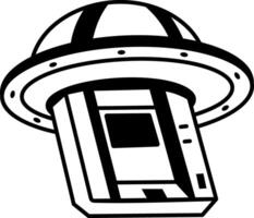 A linear style icon of futuristic atm machine vector