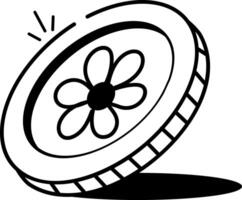 A drawing style icon of silver coin vector