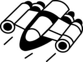 A line style icon of futuristic spacecraft vector