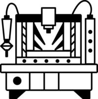 A line style icon showing laser engraving machine vector