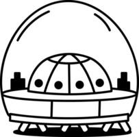 A linear icon showing advanced futuristic machine vector