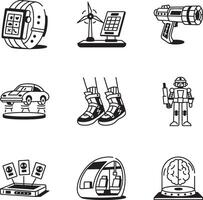 Set of Futuristic and AI Line Style Icons vector