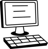 A drawing style icon of computer vector