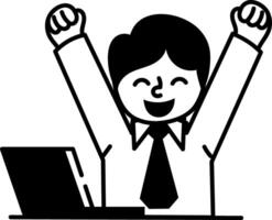 A hand drawn style icon of happy employee vector