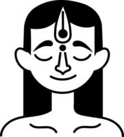 Drawing style icon showing a character doing indian ritual vector