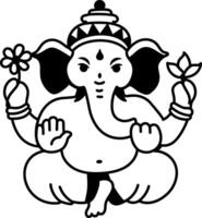 A hand drawn style icon of ganesh idol vector