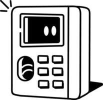 A sketchy style icon of attendance machine vector