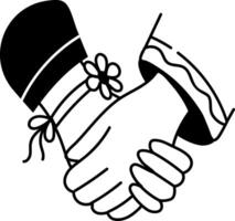 A hand drawn style icon of holding hands vector
