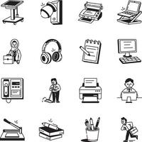 WebPack of Corporate Sketchy Style Icons vector
