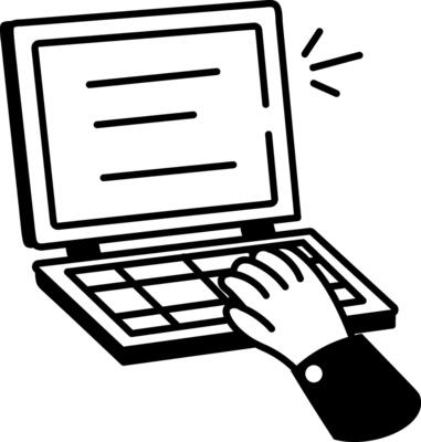 A doodle style icon of laptop