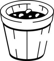 A hand drawn style icon of peat pot vector
