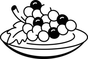 A hand drawn style icon of grapes plate vector