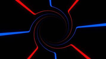 Red and Blue Rotating Spiral Neon Lines Background VJ Loop in 4K video