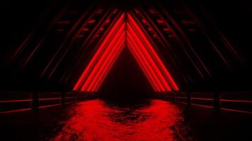 Red and White Neon Moving Triangular Arch Tunnel Background VJ Loop in 4K video