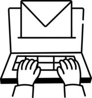 A drawing style icon of typing email vector