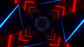 Red and Blue Neon Curve Moving in Mirror Tunnel Background VJ loop in 4K video