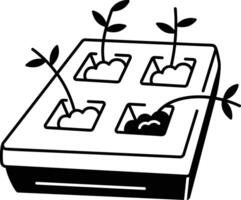 A sketchy style icon of seed tray vector
