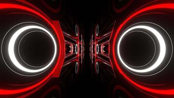 Red and White Neon Flashing Rings in Reverse Tunnel Background VJ Loop in 4K video