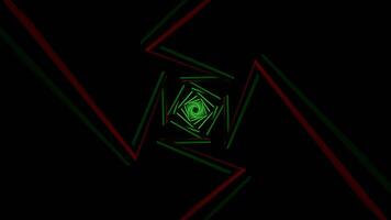 Green and Red Neon Lightning Tunnel Background VJ Loop in 4K video