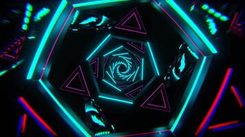 Pink and Cyan Flashing Triangle Mirror Tunnel Background VJ Loop in 4K video