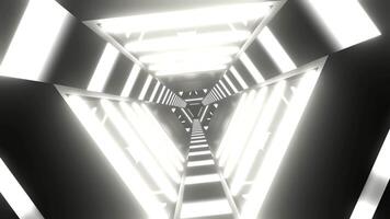 Black and White Neon Cyber Triangular Sci-Fi Tunnel Background VJ Loop in 4K video
