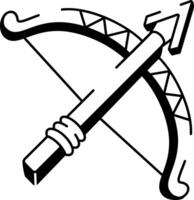 A sketchy style icon of hunting bow vector