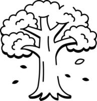 A hand drawn style icon of oak tree vector