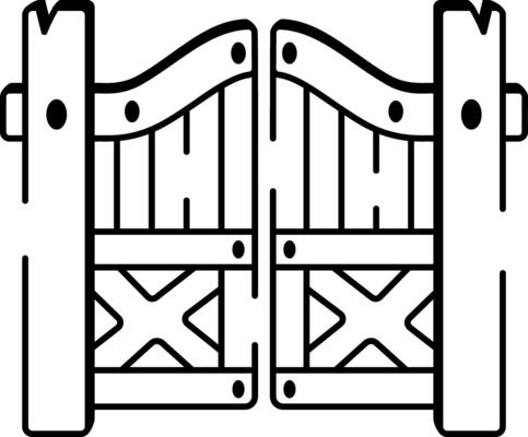 A hand drawn style icon of lodge gate