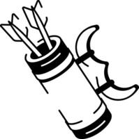 A drawing style icon of arrow quiver vector