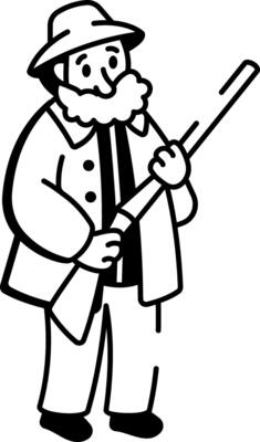A doodle style icon of old hunter