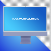 Front View Soft Purple All in One Dekstop Computer Mockup psd