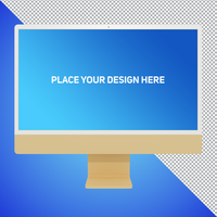 Front View Soft Yellow All in One Dekstop Computer Mockup psd