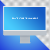 Front View Silver All in One Dekstop Computer Mockup psd