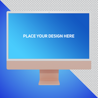 Front View Soft Orange All in One Dekstop Computer Mockup psd