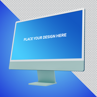 Perspective View Soft Green All in One Dekstop Computer Mockup psd