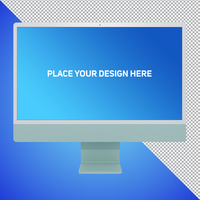 Front View Soft Green All in One Dekstop Computer Mockup psd