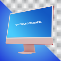 Perspective View Soft Pink All in One Dekstop Computer Mockup psd