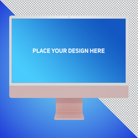 Front View Soft pink All in One Dekstop Computer Mockup psd