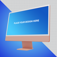 Perspective View Soft orange All in One Dekstop Computer Mockup psd