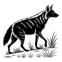 Black fox silhouette illustration isolated on white, a wild animal predator vector
