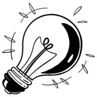 Hand-drawn illustration of a light bulb icon, a symbolic sketch design vector