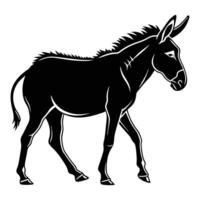 Black horse silhouette illustration of a running farm animal vector